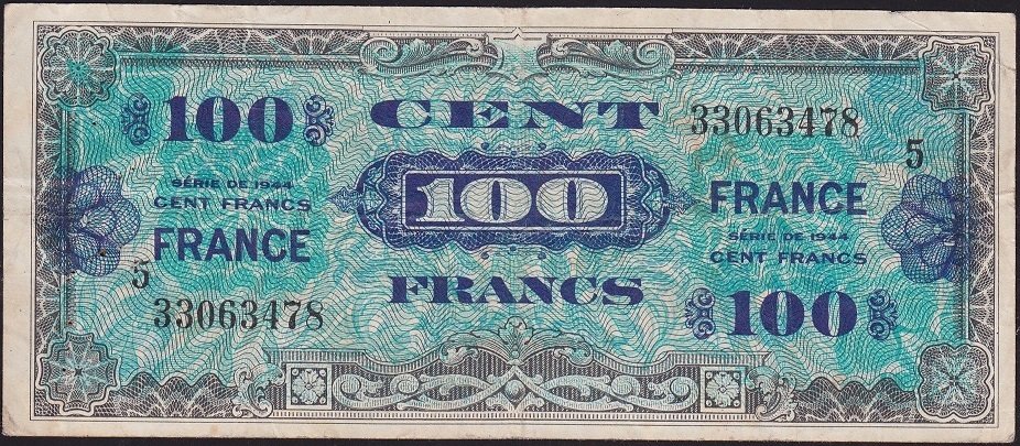 Fransa 100 Frank 1944 Çok Temiz