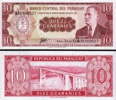 Paraguay 10 Guaranies 1952 Çil Pick 196b