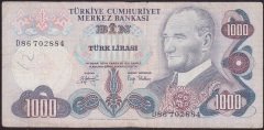 6.EMİSYON 2.TERTİP 1000 LİRA D86 702884 TEMİZ