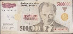 7.Emisyon 5 000 000 Lira A11 408215 Çok Temiz