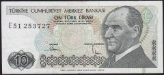 7.Emisyon 2.Tertip 10 Lira E51 253727 Çok Temiz +