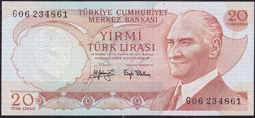 6.Emisyon 3.Tertip 20 Lira G06 234861 Çil
