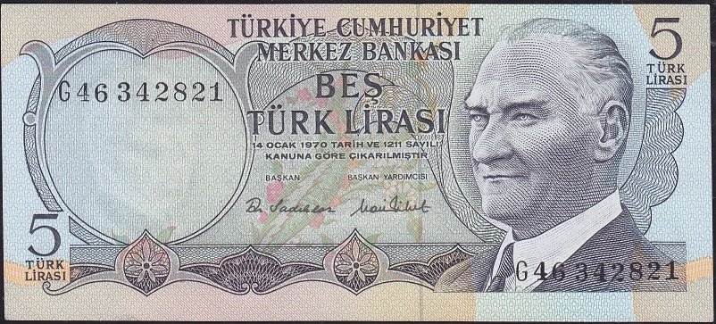 6.Emisyon 2.Tertip 5 Lira G46 342821 Çilaltı Çil