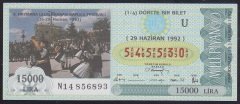 1992 29 HAZİRAN ÇEYREK BİLET U SERİSİ