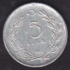 1981 Yılı 5 Lira