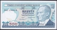 7.Emisyon 2.Tertip 500 Lira D61 136914 Çil