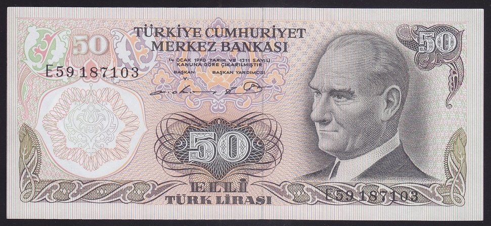 6.EMİSYON 1.TERTİP 50 LİRA E59 187103 ÇİLALTI ÇİL