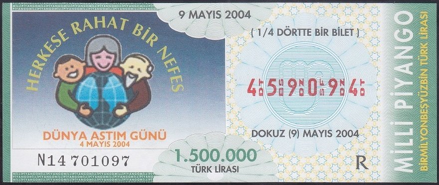 2004 9 MAYIS ÇEYREK BİLET - R SERİSİ