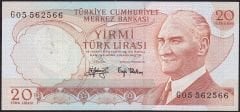 6.Emisyon 3.Tertip 20 Lira G05 562566 Çok Temiz+