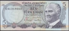 6.Emisyon 2.Tertip 5 Lira G44 218663 Çilaltı