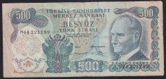 6.EMİSYON 2.TERTİP 500 LİRA M44 221190 TEMİZ eski kağıt para değerleri