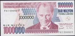7.Emisyon 3.Tertip 1 000 000 Lira R42 596817 Çilatı