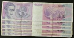 YUGOSLAVYA 500 DİNAR 1992 ÇOK TEMİZ 10 ADET