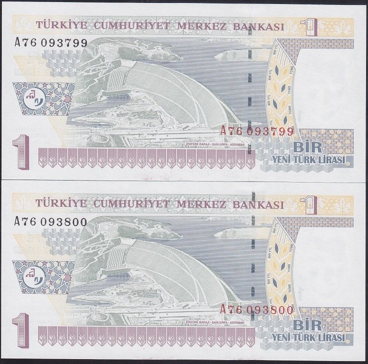 8.EMİSYON 1 YTL A76 093799-800 (2 ADET SERİ TAKİPLİ ) ÇİL