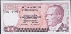 7.Emisyon 2.Tertip 100 Lira E68 871266 Çok Çok Temiz+