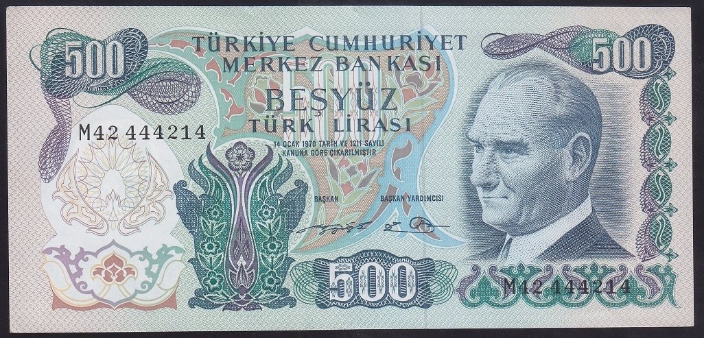 6.EMİSYON 2.TERTİP 500 LİRA M42 444214 ÇİLALTI
