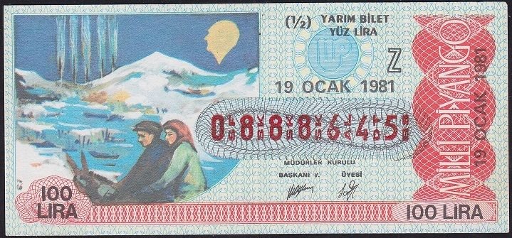 1981 19 Ocak Yarım Bilet - Z Serisi