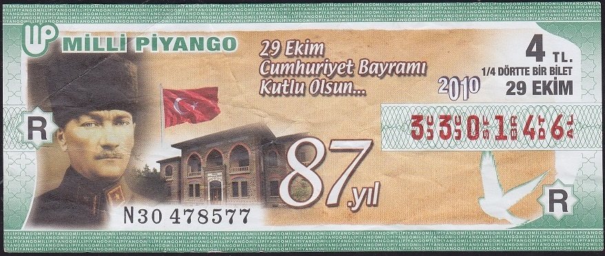 2010 29 Ekim Çeyrek Bilet - R Serisi
