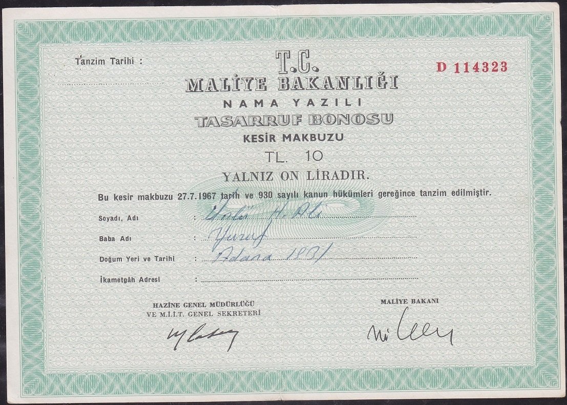 Maliye Bakanlığı Tasarruf Bonosu