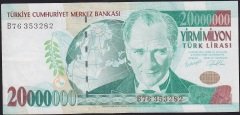 7.Emisyon 20 000 000 Lira B76 353282 Çok Temiz+