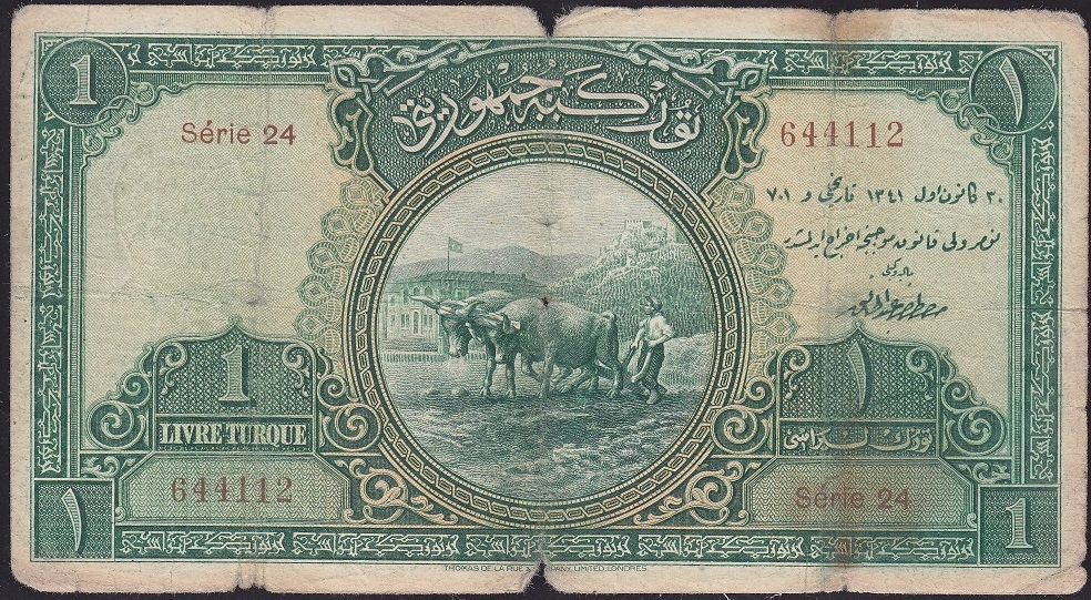 1.Emisyon 1 Lira Seri 24 644112 Temiz