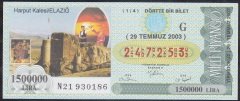 2003 29 TEMMUZ ÇEYREK BİLET G SERİSİ