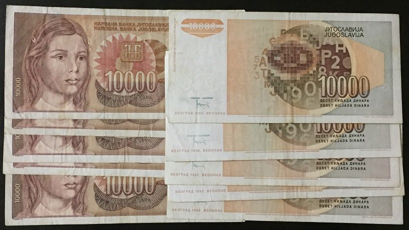 YUGOSLAVYA 10000 DİNAR 1992 ÇOK TEMİZ - 10 ADET