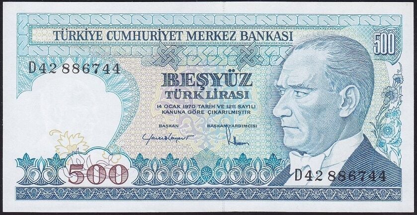 7.Emisyon 2.Tertip 500 Lira D42 886744 Çil