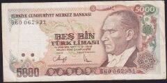 7.Emisyon 4.Tertip 5000 Lira G60 062931 Çok Temiz