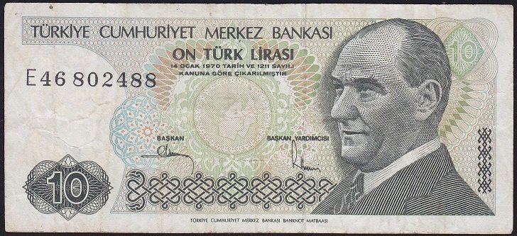 7.Emisyon 2.Tertip 10 Lira E46 802488 Çok Temiz