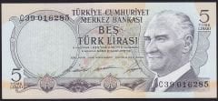 6.Emisyon 1.Tertip 5 Lira C39 016285 Çilaltı Çil