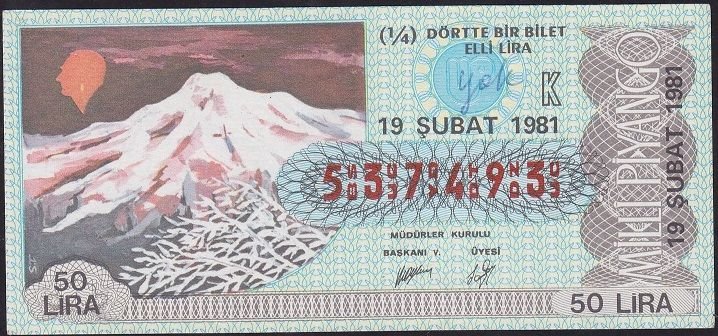 1981 19 Şubat Çeyrek Bilet - K Serisi