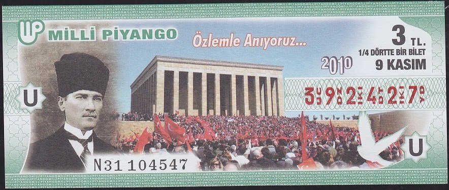 2010 9 Kasım Çeyrek Bilet - U Serisi