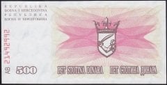 Bosna Hersek 500 Dinar 1992 Çilaltı Çil Pick 14