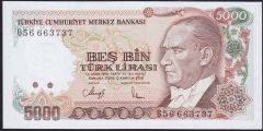 7.Emisyon 4.Tertip 5000 Lira G56 663737 Çil