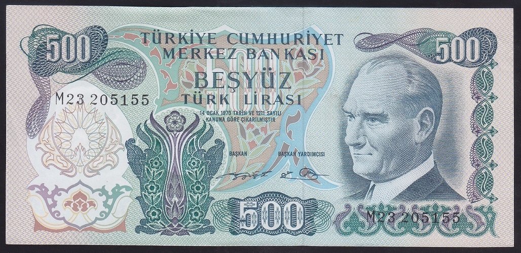 6.EMİSYON 2.TERTİP 500 LİRA M23 205155 ÇİLALTI ÇİL