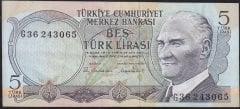 6.Emisyon 2.Tertip 5 Lira G36 243065 Çok Temiz+