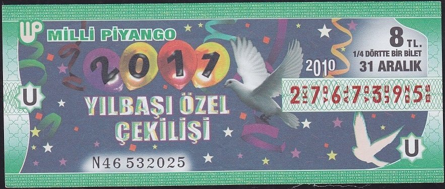 2010 31 Aralık Çeyrek Bilet - U Serisi