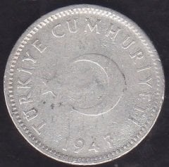1947 YILI 1 LİRA GÜMÜŞ eski para koleksiyon