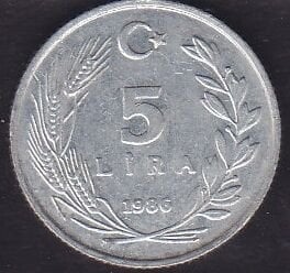 1986 Yılı 5 Lira