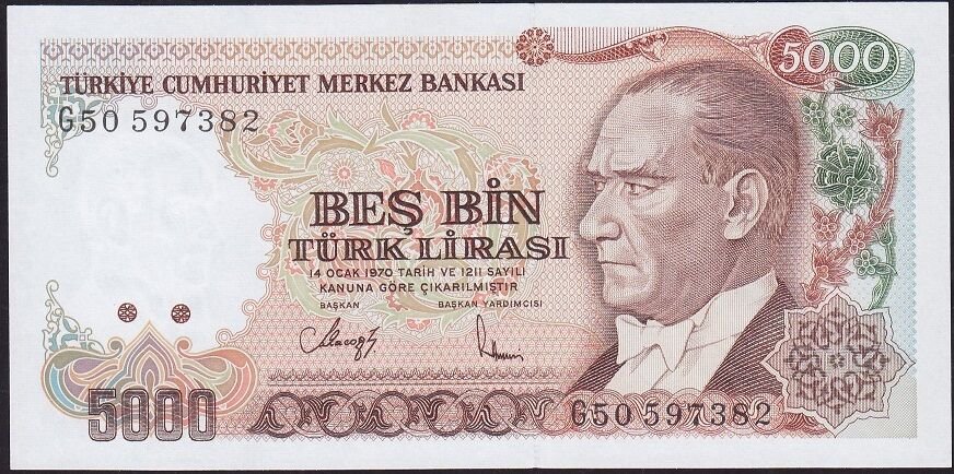 7.Emisyon 4.Tertip 5000 Lira G50 597382 Çil