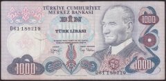 6.EMİSYON 2.TERTİP 1000 LİRA D61 188219 TEMİZ