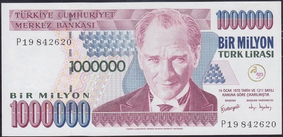 7.Emisyon 3.Tertip 1 000 000 Lira P19 842620 Çil