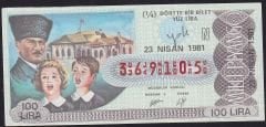 1981 23 Nisan Çeyrek Bilet - N Serisi