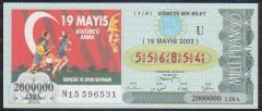 2003 19 MAYIS ÇEYREK BİLET U SERİSİ