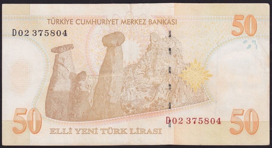 8.Emisyon 50 YTL D02 375804 Çok Temiz+
