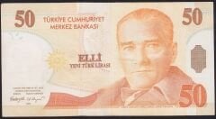 8.Emisyon 50 YTL D02 375804 Çok Temiz+
