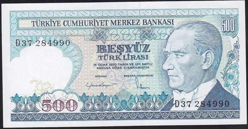 7.Emisyon 2.Tertip 500 Lira D37 284990 Çil