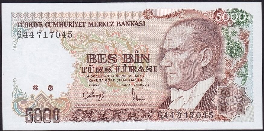 7.Emisyon 4.Tertip 5000 Lira G44 717045 Çil