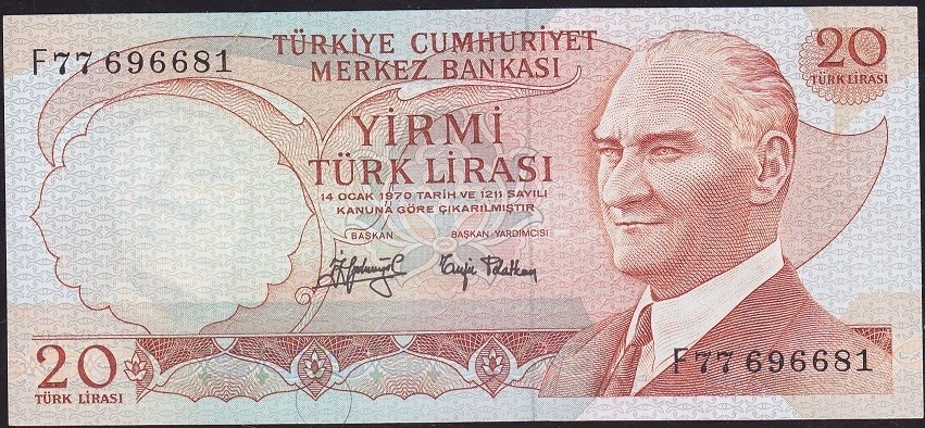 6.Emisyon 3.Tertip 20 Lira F77 696681 Çok Çok Temiz+